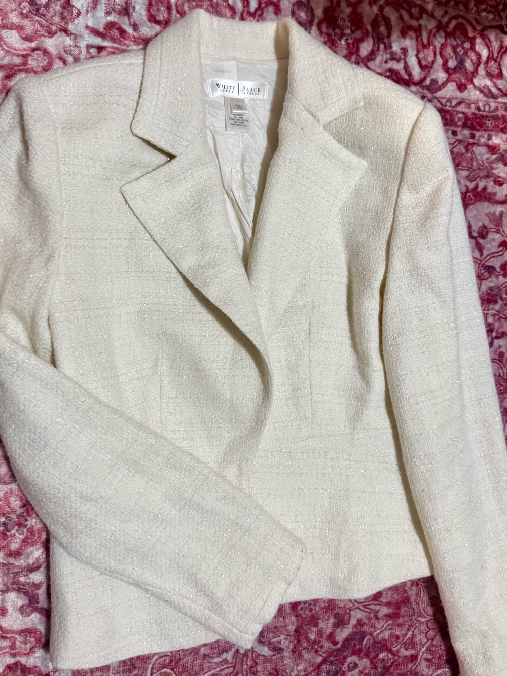 White House Black Market Ivory Shimmer Tweed Blazer